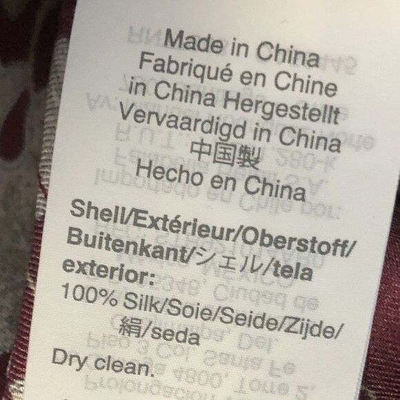 J.Crew Collection Blouse Womens 0 Jungle Cat Print Silk Twill Shirt Maroon AS266 - Picture 10 of 12